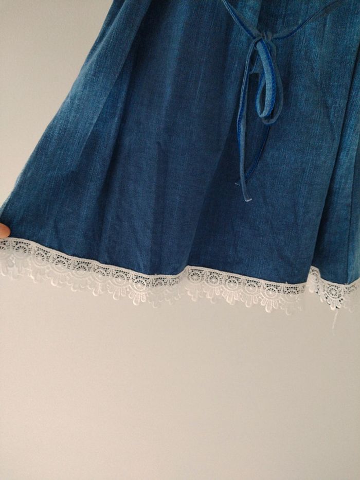 Robe tunique effet jean avec dentelles bleu foncé - photo numéro 3