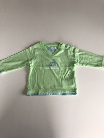 T-shirt bébé col V vert 6 mois