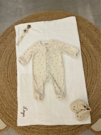 Pyjama velour bébé fille parfait état 3 mois beige crème