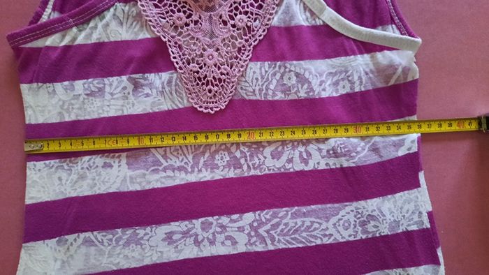 Débardeur rose et blanc taille S - photo numéro 7