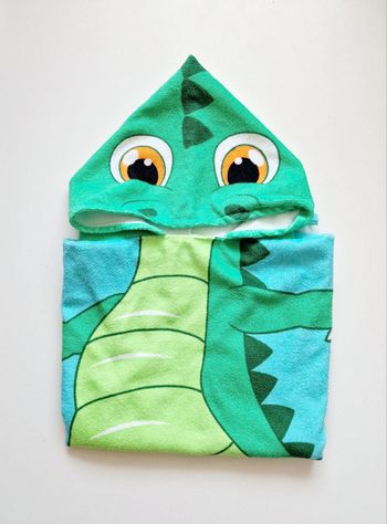 Poncho de bain avec capuche - Dragon / dinosaure / crocodile - 60 x 60 cm