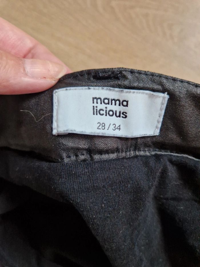 Pantalon de grossesse élastique mamalicious noir imitation cuir 28 34 - photo numéro 3