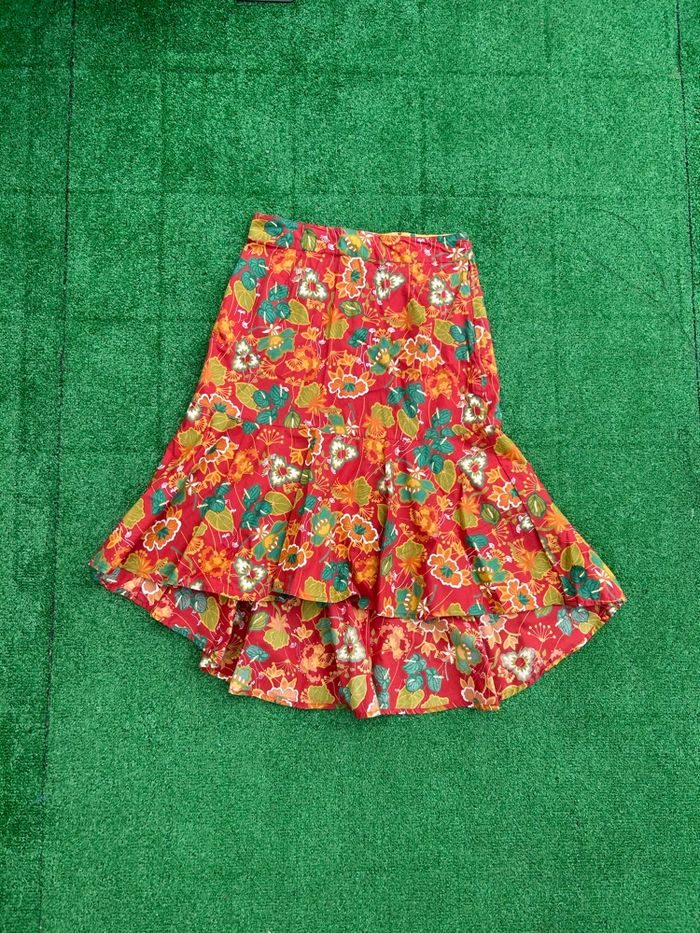 Jupe volantée Scenic fleurie rouge taille 40