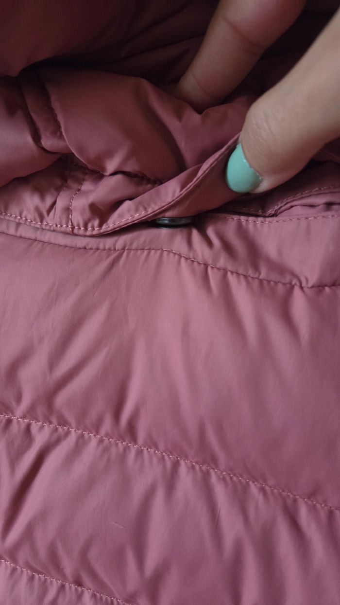 Doudoune manteau rose tommy hilfiger capuche fausse fourrure manches longues fermeture eclaire - photo numéro 5