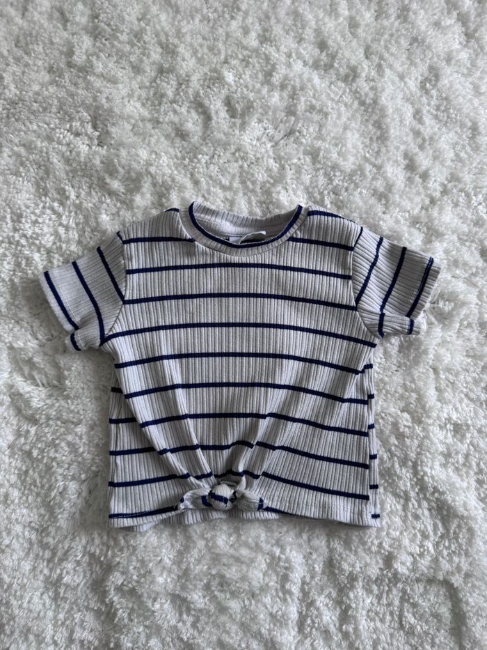 T-shirt côtelé rayé Zara, taille 9-12 mois