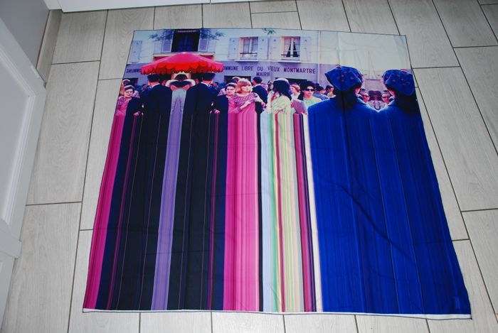 foulard carré rose de fontaine paris vintage - photo numéro 1