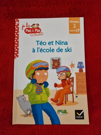 Livre je lis pas à pas avec teo et Nina, teo et Nina à l'école de ski