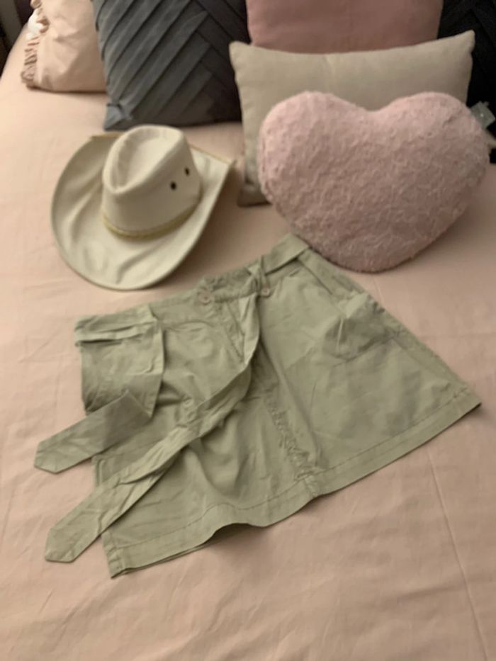 Jupe en toile de coton taille 40 avec ceinture - photo numéro 7