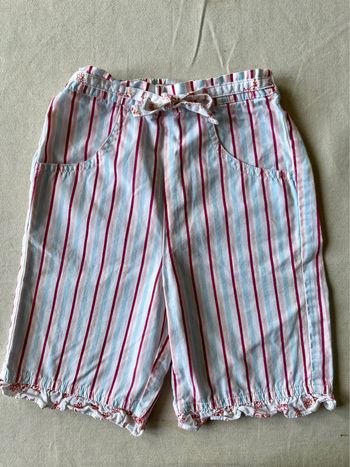 Pantalon pantacourt rayé rose 12 mois Tout Simplement