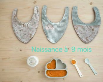 Lot de 3 bavoirs Naissance à 9 mois Création unique artisanale