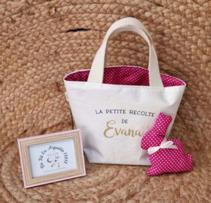 Panier pâques et son lapin assorti personnalisé - photo numéro 2