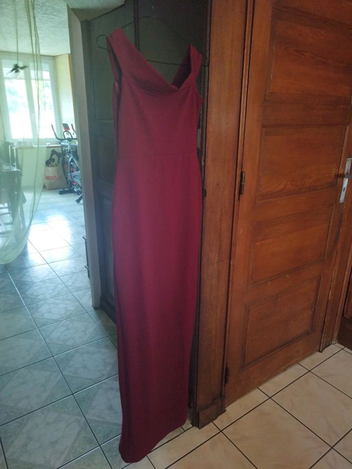 Robe longue évasé rouge bordeaux vintage S/36 - photo numéro 13