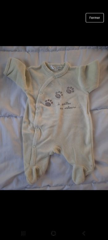 Pyjama 1 piece velours 1 mois