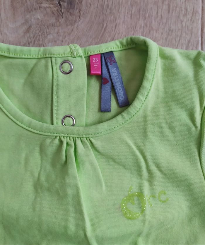 T-shirt manches courtes fille vert pomme taille 23 mois Orchestra - photo numéro 2