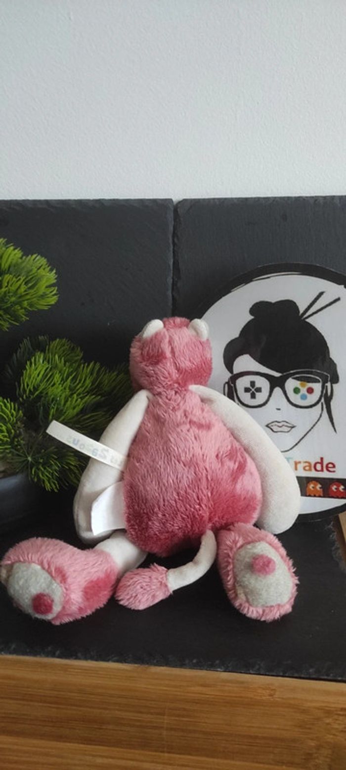 Doudou hippopotame moulin roty rose Les Zazous pois peluche Gros Beige - photo numéro 2