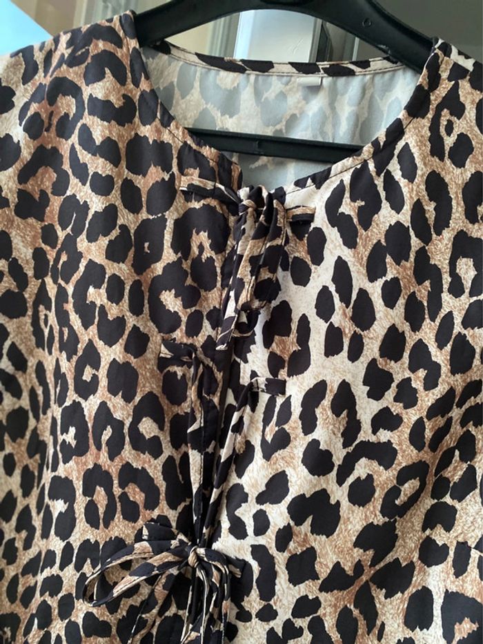 Blouse péplum noeud léopard L - photo numéro 4