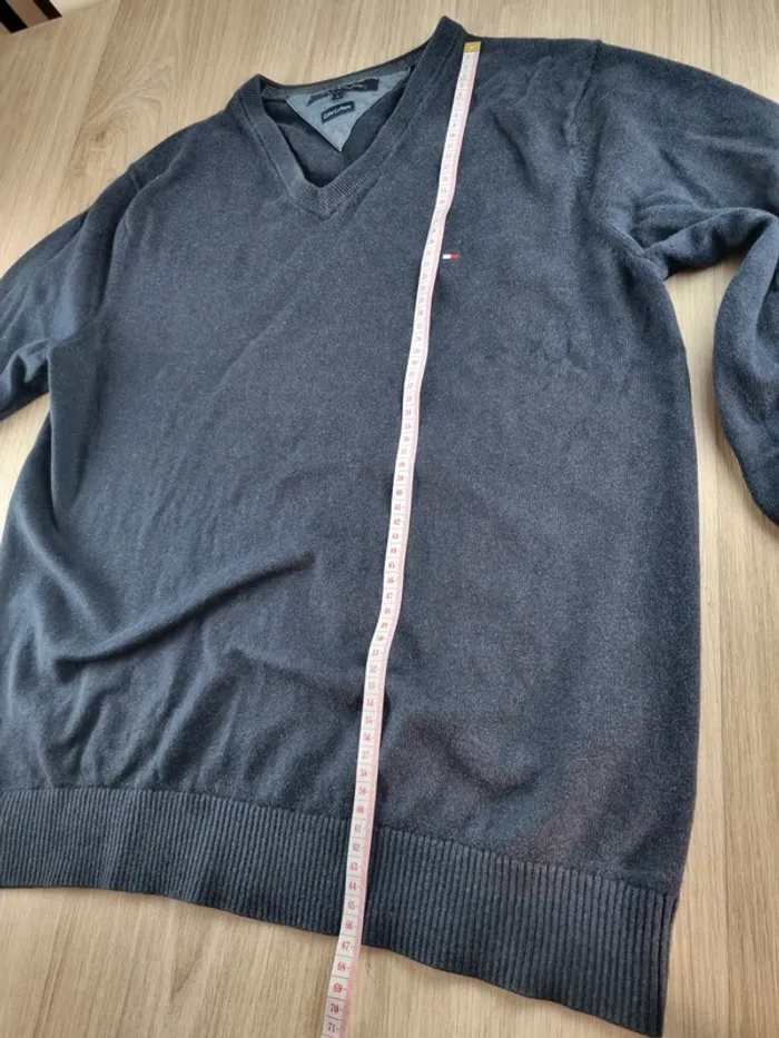 Pull en col V Tommy Hilfiger bleue Cachemire Taille L - photo numéro 5