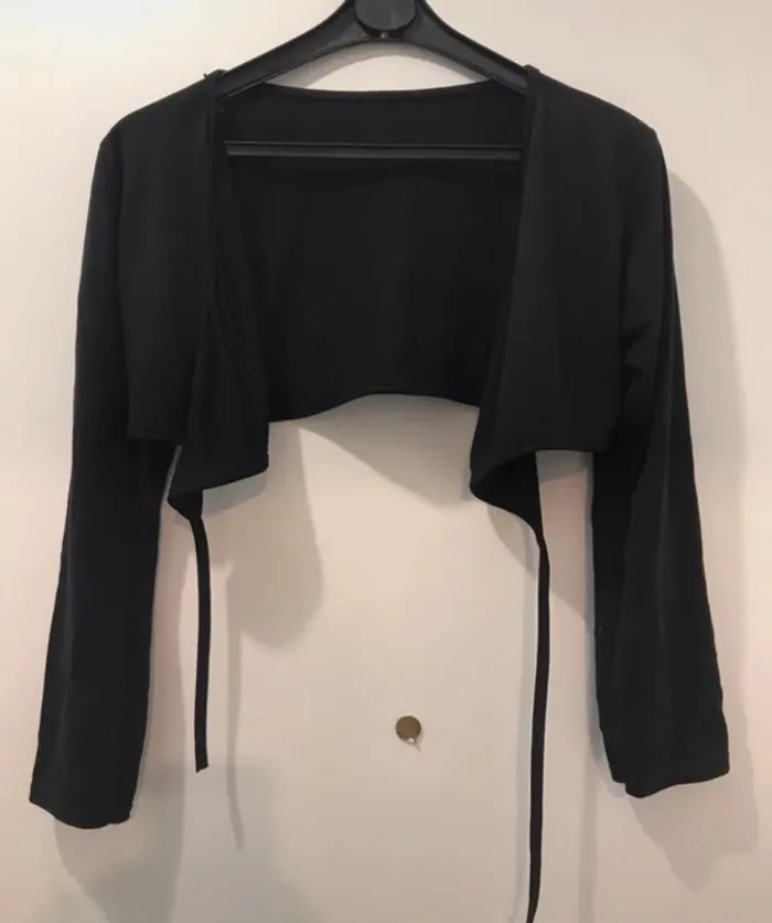 Gilet top court manche longue été noire taille S - photo numéro 2