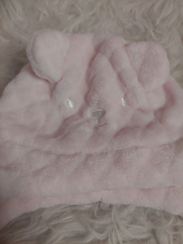 Ensemble bonnet/moufles et écharpe bébé fille rose T45 Kiabi TBE ❄️ - photo numéro 2