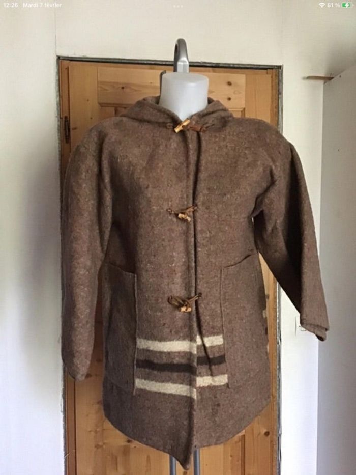 Véritable manteau péruvien vintage 70s 100% laine