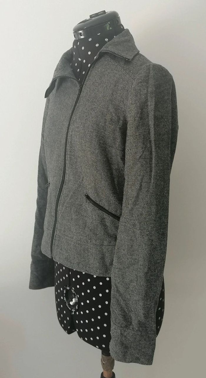 Veste / Blazer en laine gris foncé Taille 38 Promod - photo numéro 3