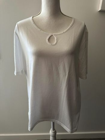 Blouse blanche à manches courtes blanche et argentée Canda TL 40