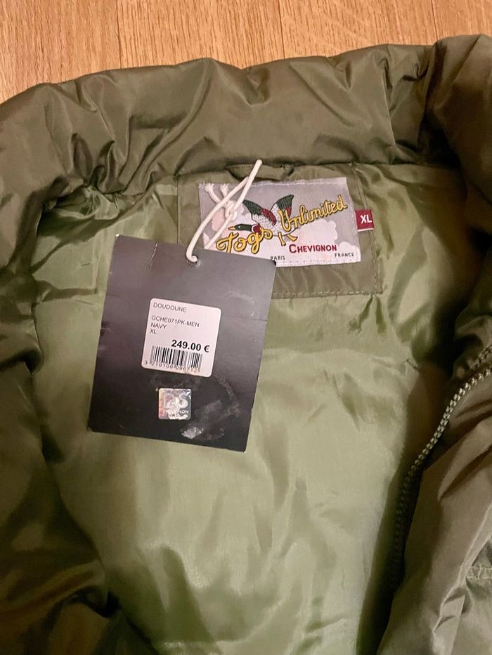 Doudoune chevignon homme kaki togs taille XL   Neuf avec étiquette - photo numéro 3
