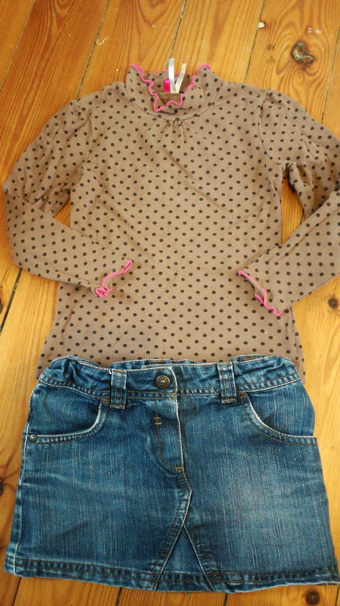 Ensemble jupe jean col roulé 5 ans