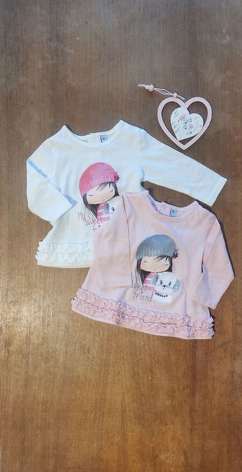 Lot neuf tee-shirt 6mois fille 👶jumeaux