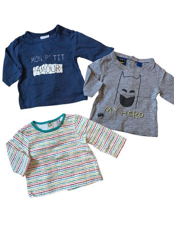 Lot 3 tee shirt longue manche 1 mois