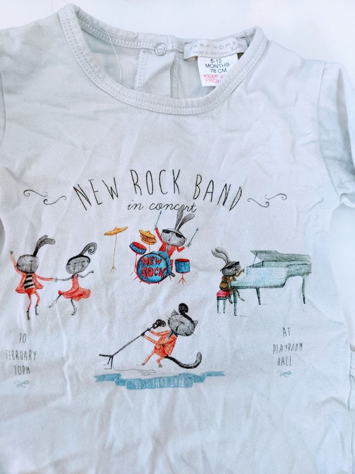 Pyjama grenouillère dors-bien jersey de coton gris clair lapins Zara 6 -12 mois - photo numéro 3