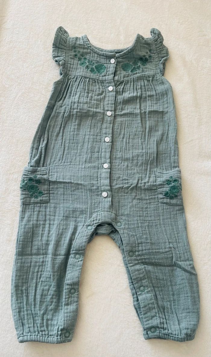 Combinaison fine pour l’été kaki 12mois Mots d’enfants - photo numéro 3