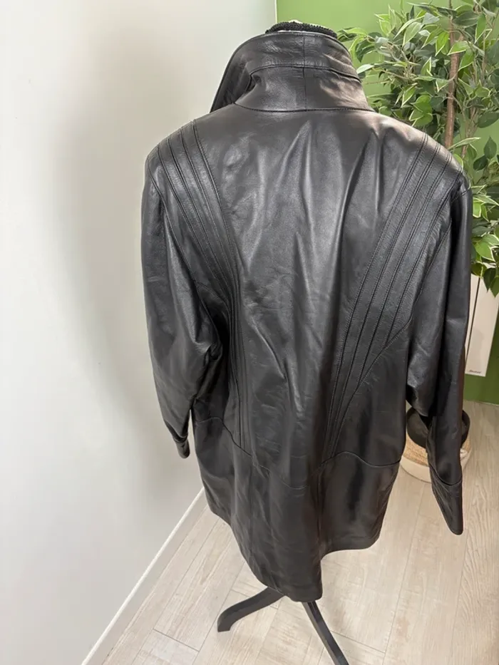 Manteau en cuir vintage | Noir | Taille 38 - photo numéro 2