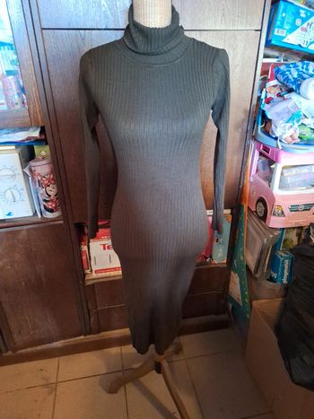 Robe longue pull kaki S