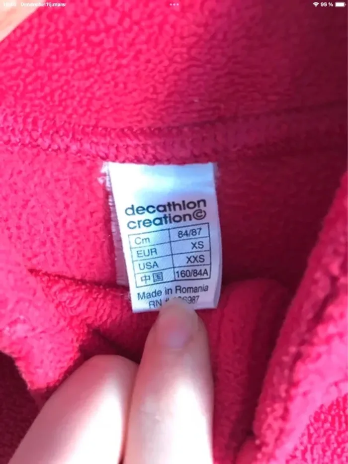 Pull Quechua polaire rouge framboise taille XS - photo numéro 3