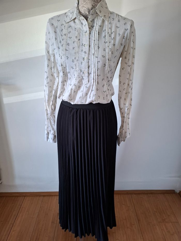 Chemise, chemisier blanc à fleurs vintage
