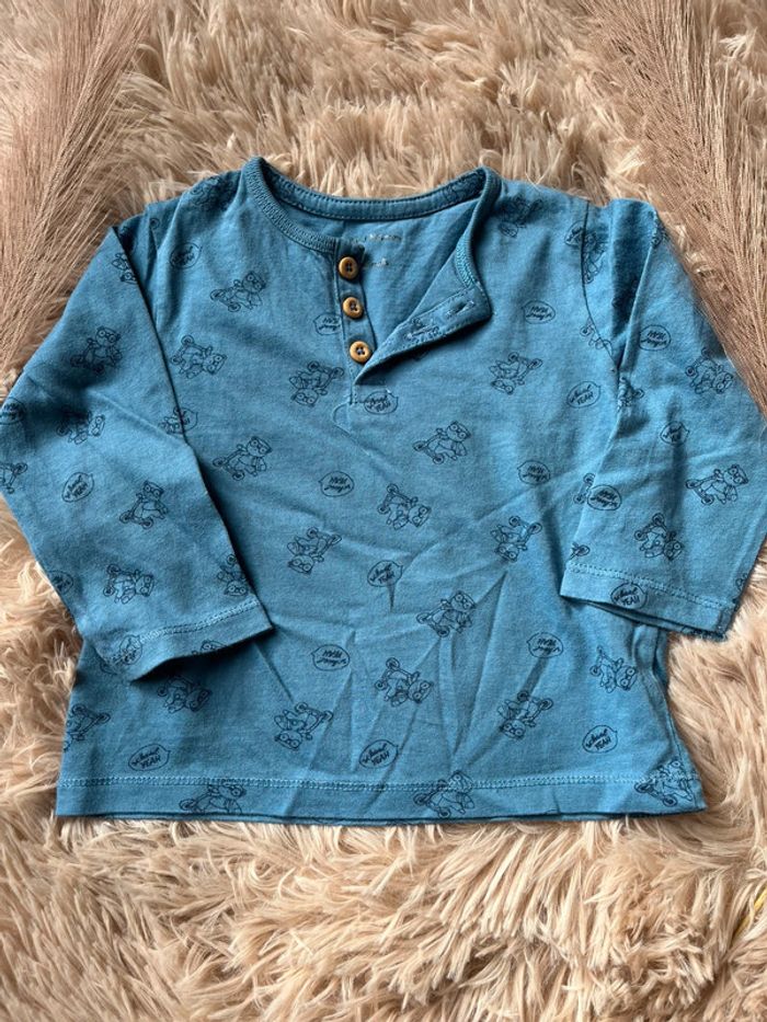 T-shirt manches longues bleu - photo numéro 2