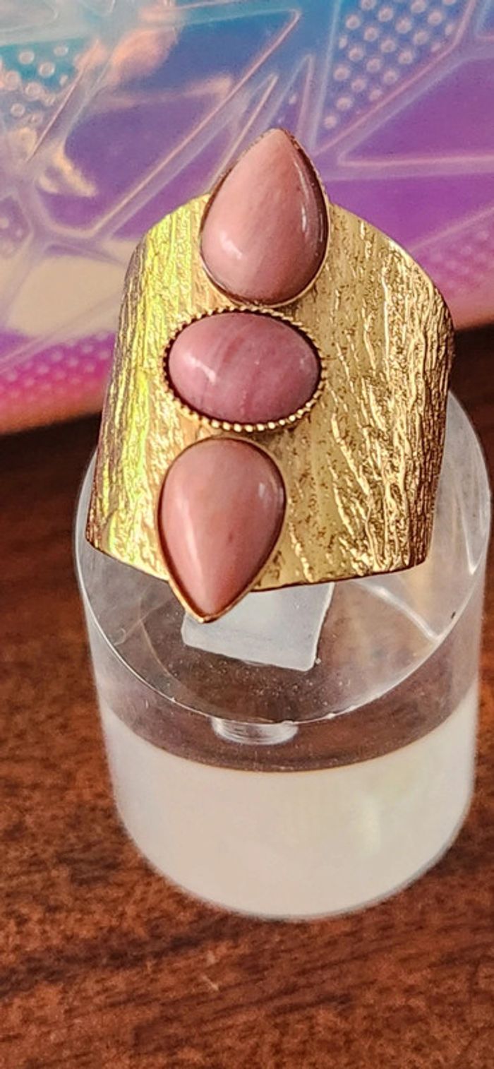 Bague Dorée & Rhodonite Créatrice - photo numéro 2