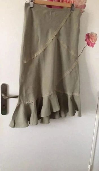 Jupe longue volantée en lin Caroll