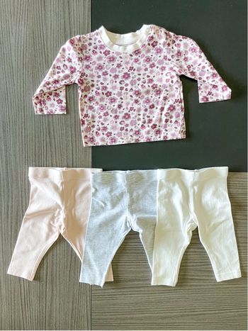 Lot leggings et t-shirt Primark taille 0-3 mois bébé fille 