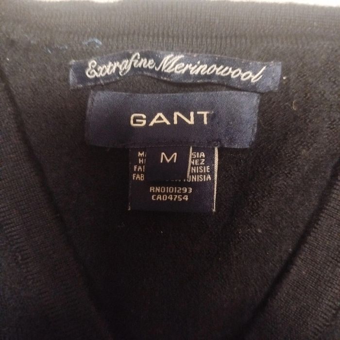 Pull bleu marine col V laine mérinos | Gant | M - photo numéro 2