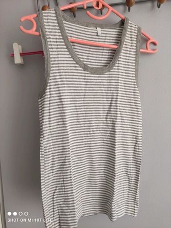 Débardeur rayé gris et blanc