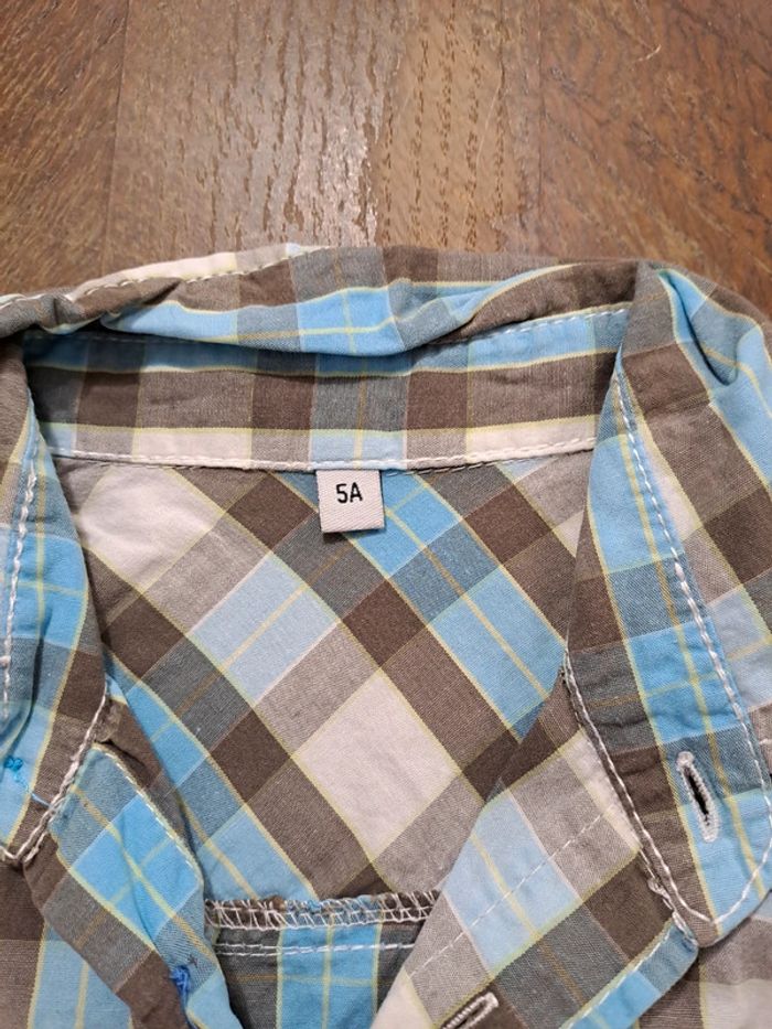 Chemise manches courtes bleu marron, taille 5 ans (110 cm) - photo numéro 3