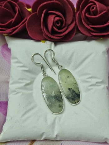 Boucles d'oreilles en argent sterling 925 avec pierres phrenite