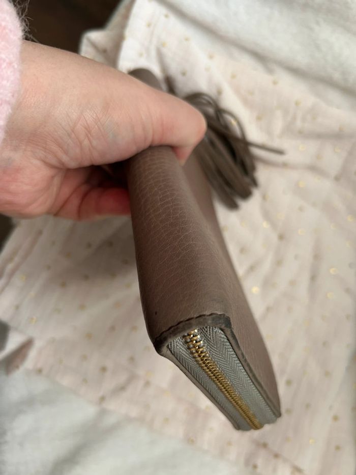 Compagnon Lancel en cuir taupe portefeuille - photo numéro 10