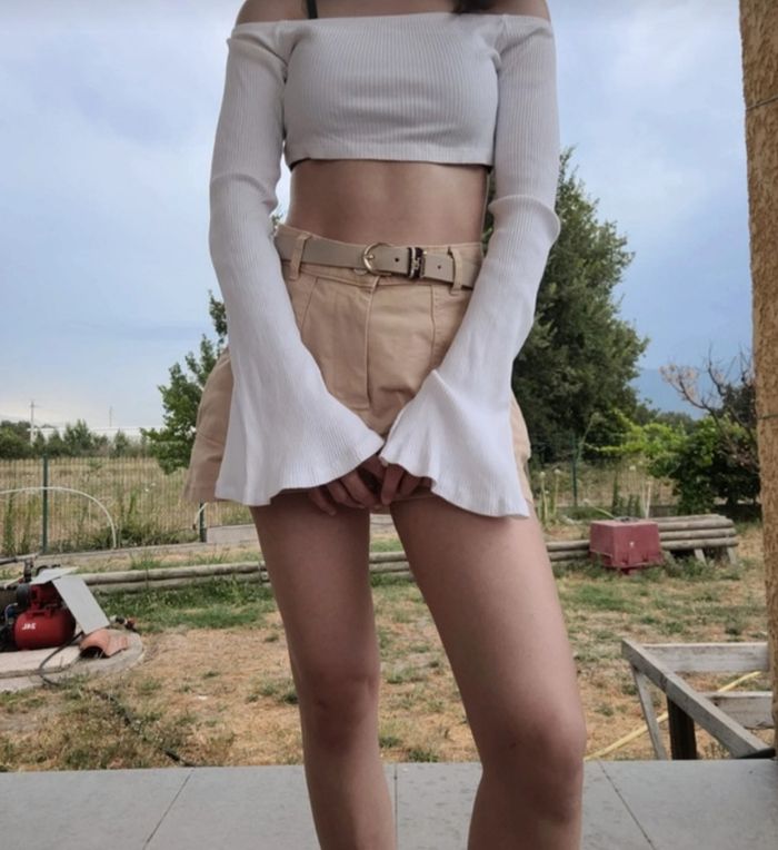 Top blanc à manche longue