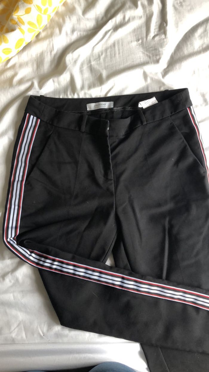 Pantalon de tailleur noir et rayures - Promod - 40