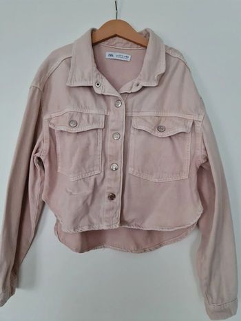 Veste fille en jean courte rose 13 / 14 ans Zara