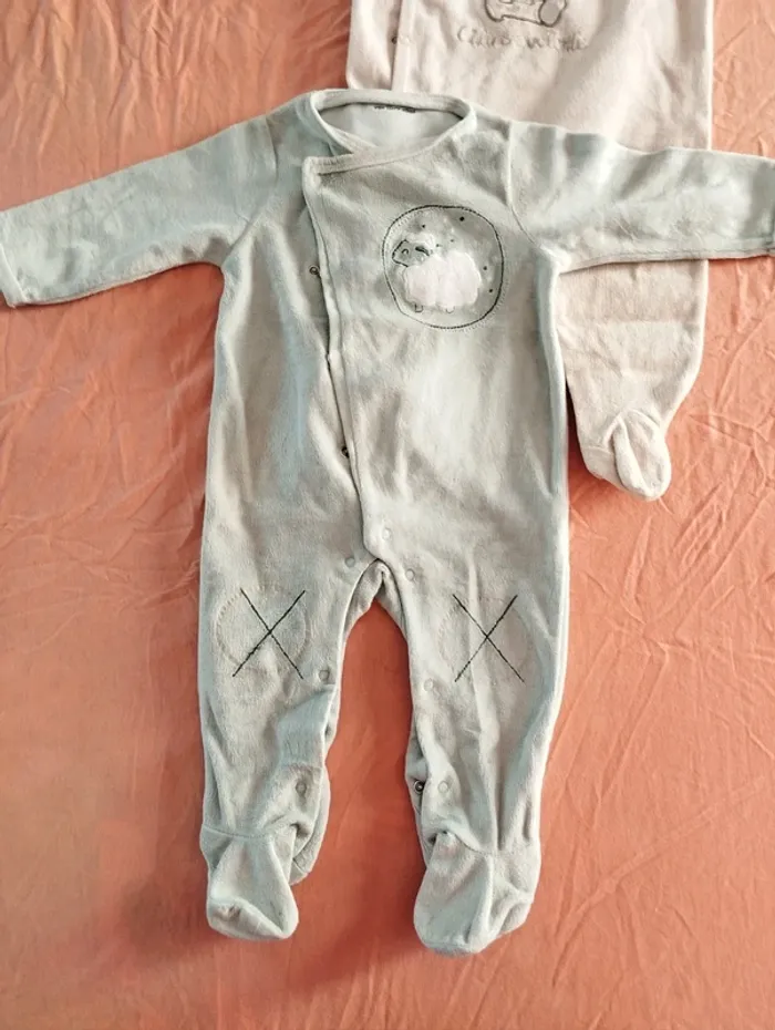 * Lot de 3 pyjamas chauds gris, vert pâle T6M Tex Verbaudet Gémo - photo numéro 5