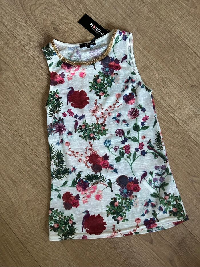 Débardeur fleuri neuf sans manches Morgan taille XS (valeur 29€) - photo numéro 7